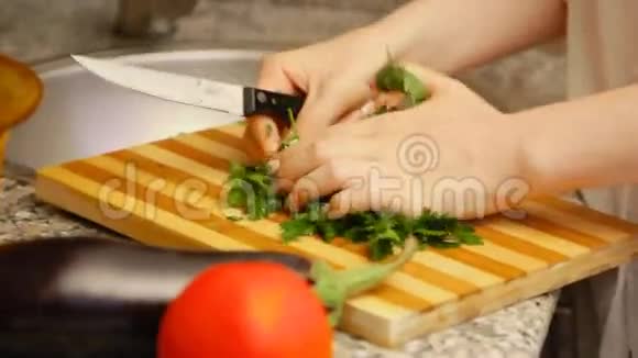 女人用新鲜蔬菜做沙拉视频的预览图