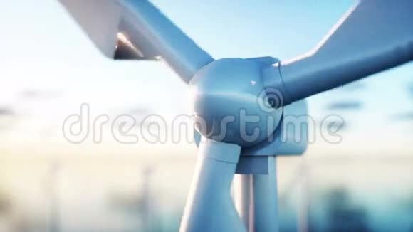 风力涡轮机空中观景蒙德富景观现实的4k动画视频的预览图