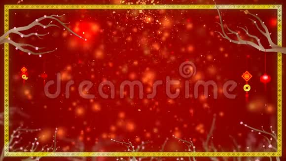 4红色背景与颗粒中国新年快乐视频的预览图