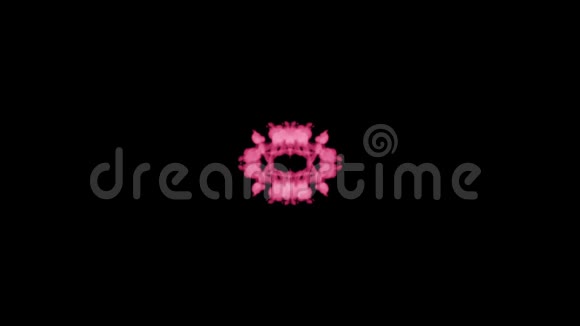 背景像罗夏墨迹荧光的粉红色墨水或烟雾在黑色上缓慢地分离粉红色视频的预览图