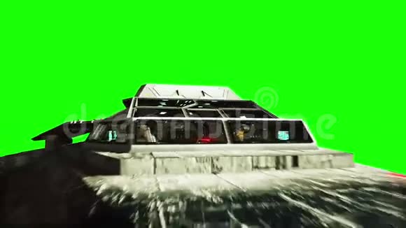 未来派太空船真实金属表面船位移和法线图绿色屏幕录像视频的预览图