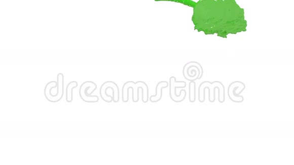 绿色的油漆流落在白色的背景屏幕上滴落在白色上3D渲染与阿尔法面具视频的预览图