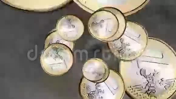 旋转的欧元硬币视频的预览图