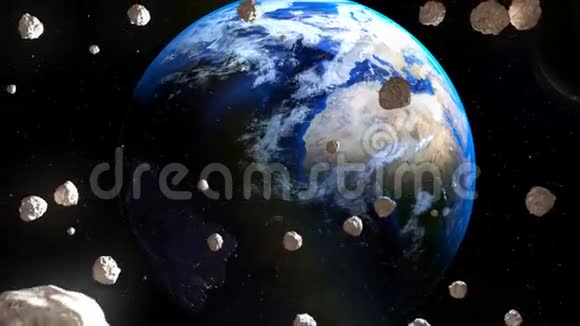 从深空靠近地球的小行星视频的预览图