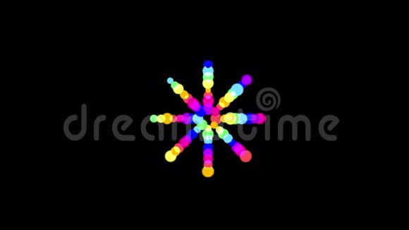 圆形油漆霓虹灯背景花瓣绽放几何分形视频的预览图