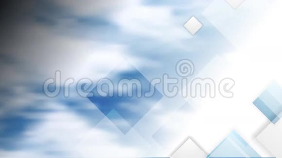蓝色多云的天空和科技广场视频动画视频的预览图