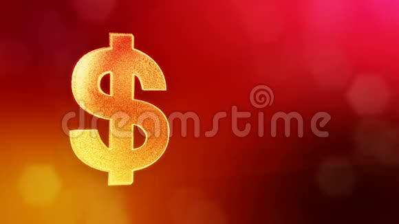 美元标志或美元图标发光粒子的金融背景3D循环动画具有景深bokeh和视频的预览图