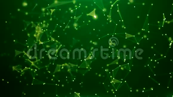 绿色屏幕上的粒子运动和发光三角形视频的预览图