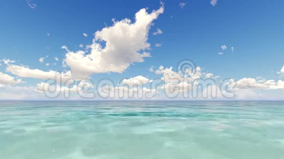 热带海洋和多云天空三维渲染视频的预览图