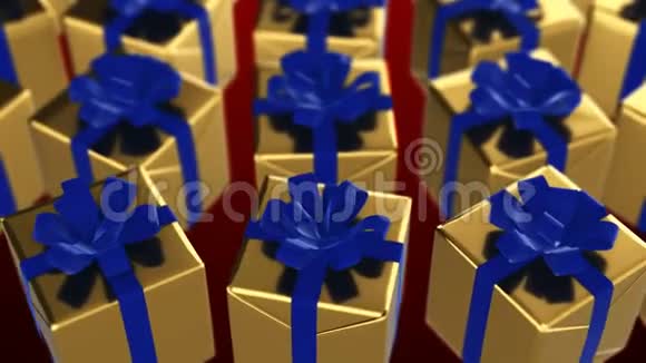圣诞节和新年礼品盒在红色背景上循环视频的预览图