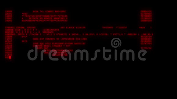 加密快速长时间滚动编程安全黑客代码数据流在红色显示新的质量数字视频的预览图