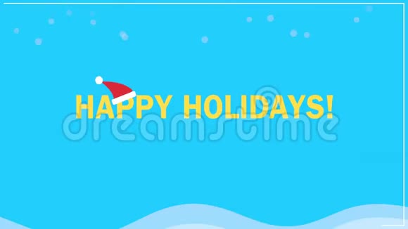 雪背景下的动画特写快乐假期文本视频的预览图