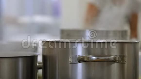 在繁忙的专业厨房做饭的厨师视频的预览图