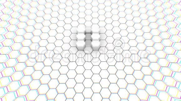抽象几何六边形光学错觉计算机生成三维渲染背景视频的预览图