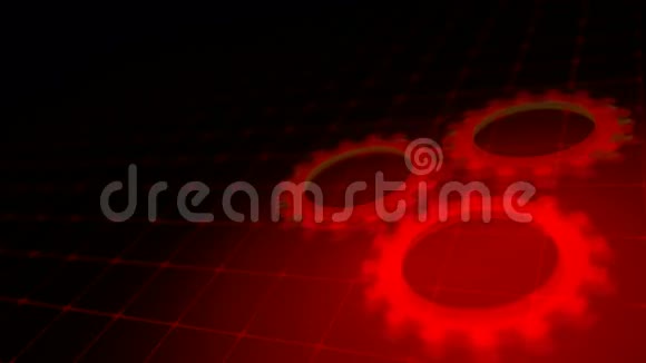 合作过程概念红色霓虹灯齿轮环三维渲染视频的预览图