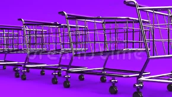 紫色背景下的许多购物车视频的预览图