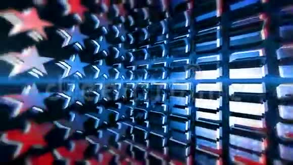 红白蓝星3D动画循环视频的预览图
