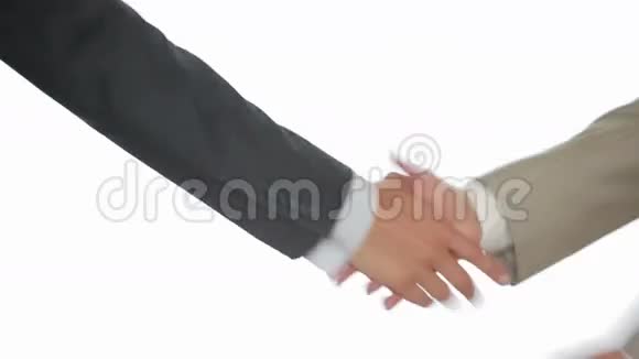 商务握手白背景两人握手视频的预览图