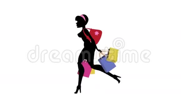时尚女孩动画人物购物跑循环03视频的预览图