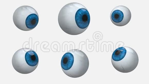 许多蓝眼睛球旋转视频的预览图