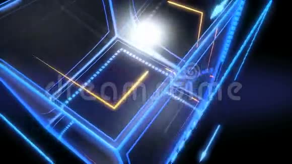 黑暗中的高科技立方体物体变换视频的预览图