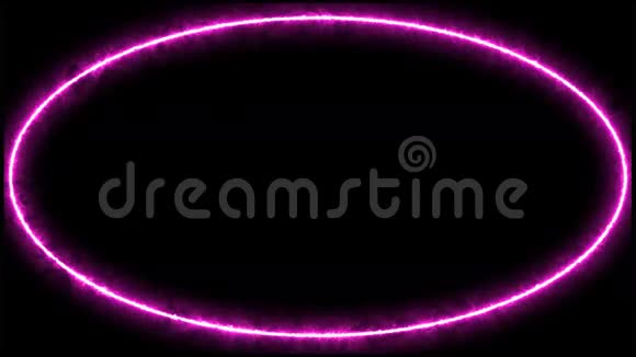 黑色背景4K的粉色霓虹灯椭圆框架视频的预览图