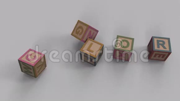 掉落的玩具砖构成了不同的单词颜色学习学习单词视频的预览图