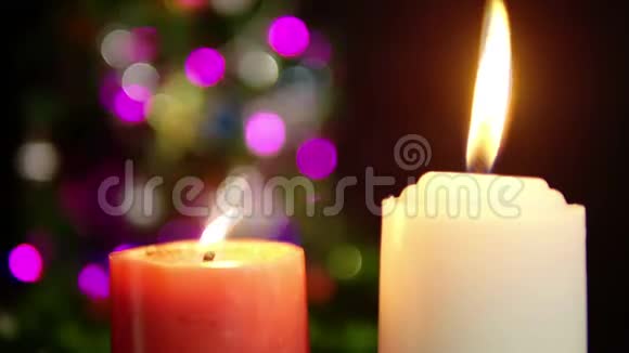 蜡烛燃烧模糊的画面圣诞节视频的预览图