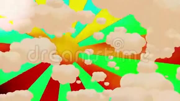 抽象的太阳爆发云层在绿色上视频的预览图