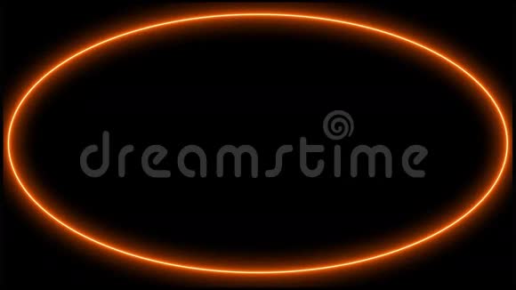 橙色霓虹灯椭圆全框深色背景4K视频的预览图