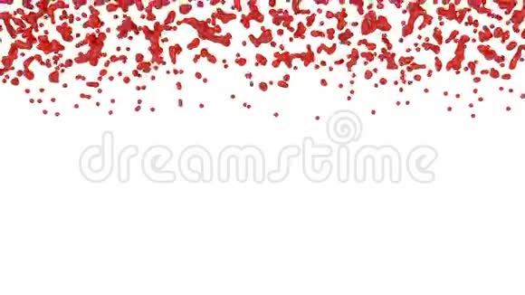 液体如红色油漆落在白色表面或屏幕上用于背景或覆盖阿尔法通道包括使用视频的预览图