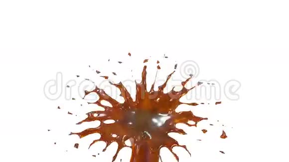 美丽的喷泉喷射液体像橙汁喷泉随着水流高高上升3D渲染非常高视频的预览图