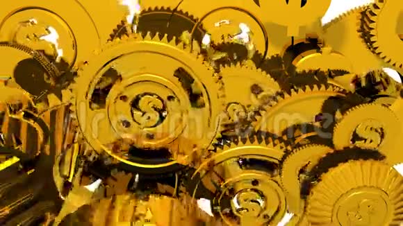 金钱机器齿轮和美元3D动画视频的预览图