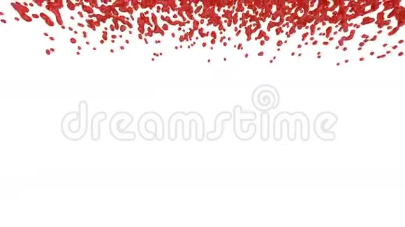液体如红色油漆落在白色表面或屏幕上用于背景或覆盖阿尔法通道包括使用视频的预览图