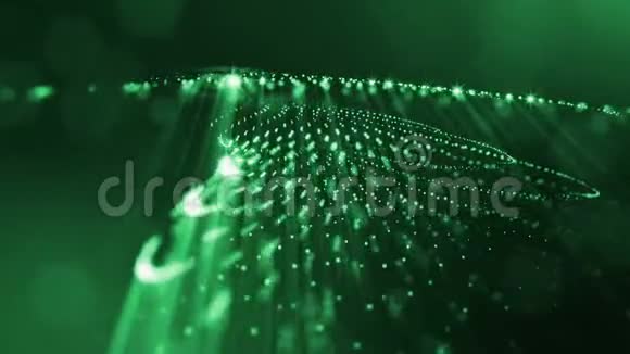 抽象的绿色循环背景发光粒子如克里斯马斯花环暗成分振荡发光视频的预览图