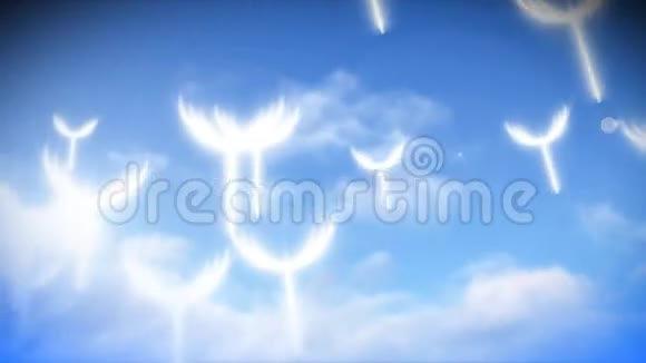 蒲公英绿色飞行动画视频的预览图