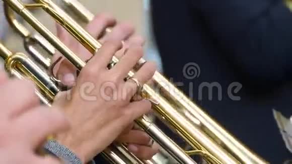 音乐家吹喇叭特写视频的预览图