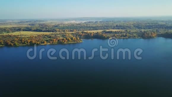 森林中湖泊的空中景观视频的预览图