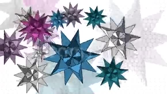 几何抽象与美丽的星星背景视频的预览图