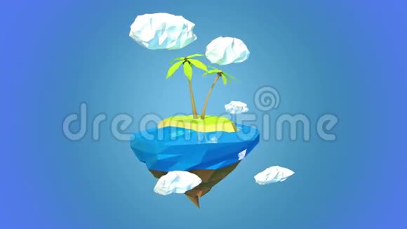 小美丽的星球岛屿漂浮在天空中视频的预览图