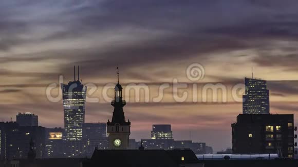 华沙城的日落视频的预览图