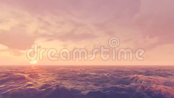 日落的云彩在海洋上移动时间流逝视频的预览图