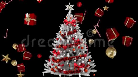 圣诞树和掉落的礼物和装饰品视频的预览图
