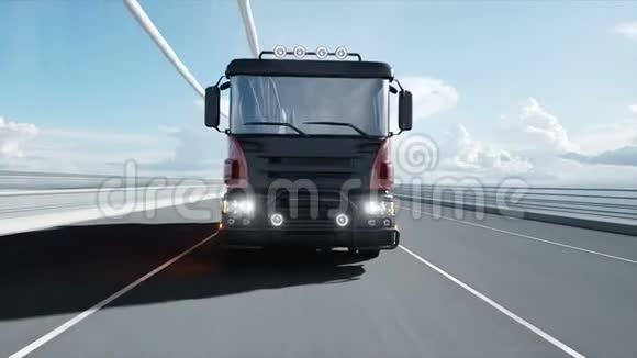 桥梁混凝土搅拌车三维模型开得很快筑和运输理念逼真的4K动画视频的预览图