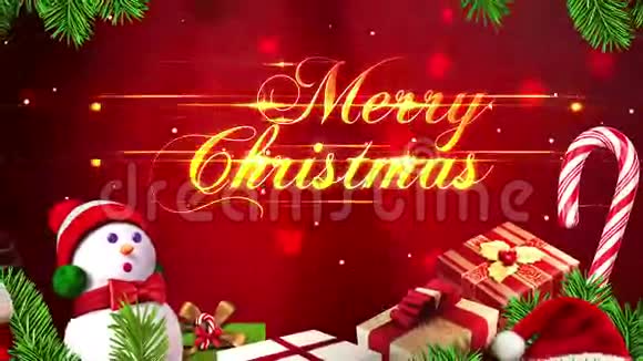 圣诞快乐短信与微粒和装饰视频的预览图