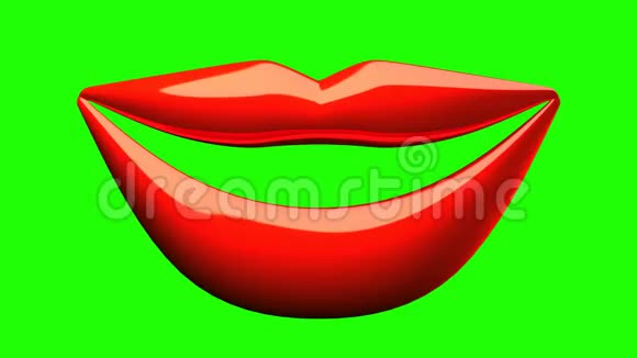 亲吻绿色背景上的红唇视频的预览图