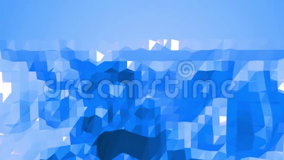 蓝色低聚波动表面作为抽象背景蓝色多边形几何振动环境或脉动视频的预览图