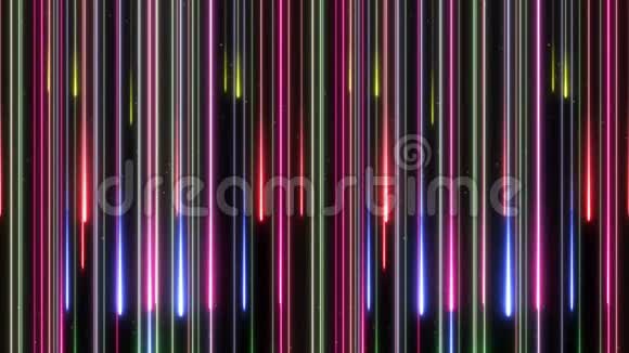 股票镜头美丽的彩色雨霓虹灯照亮数字设计概念动画4KlOOP视频的预览图