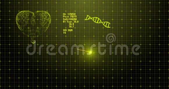 心电心脏监护仪走平线心电图显示心率搏动高品质全4K动画的文号视频的预览图