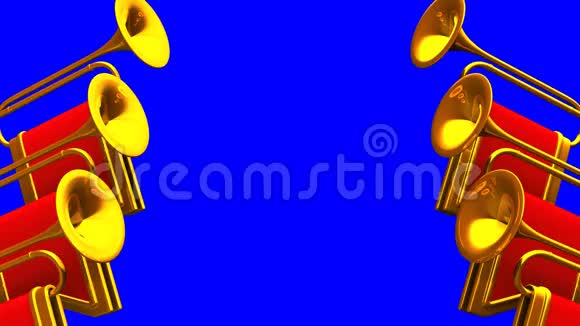 蓝色彩色钥匙背景的喇叭视频的预览图